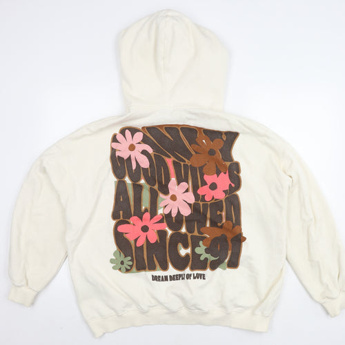 Pull&Bear Ivory Teen Graphic Hoodie L