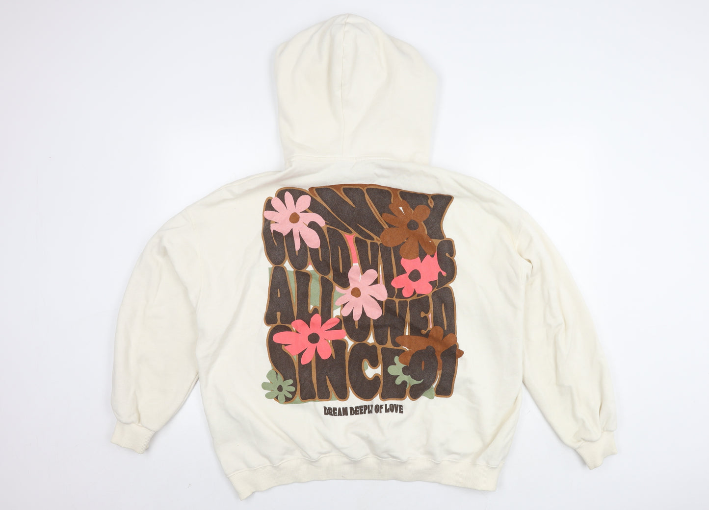 Pull&Bear Ivory Teen Graphic Hoodie L