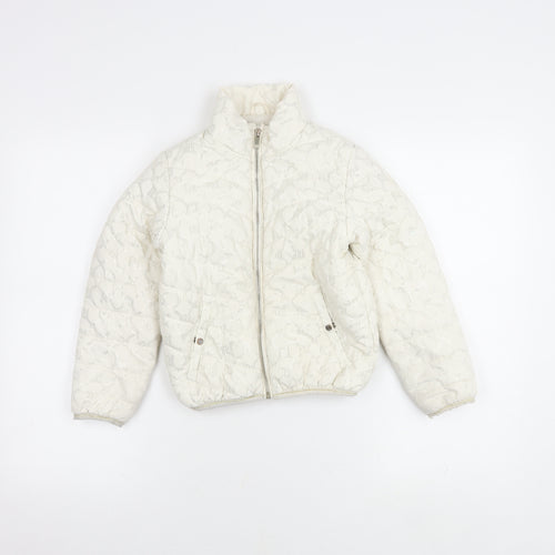 River Island Girls' White Puffer Jacket, 7-8Y, Winter Quilted