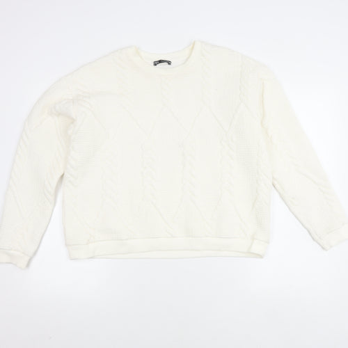 ZARA Women's Ivory Chunky-Knit Jumper, Size L