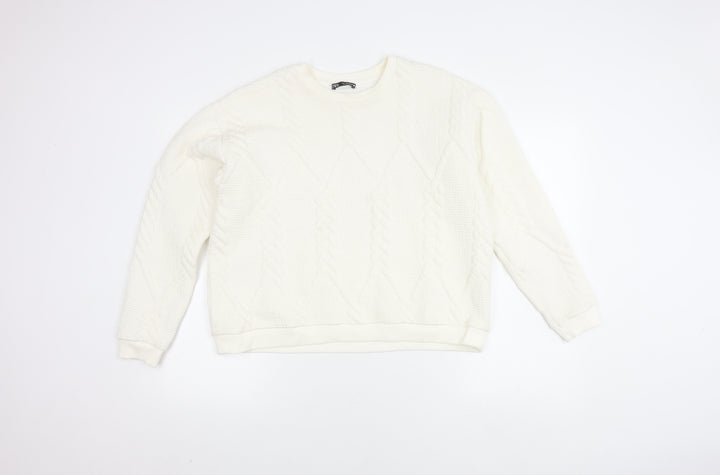 ZARA Women's Ivory Chunky-Knit Jumper, Size L