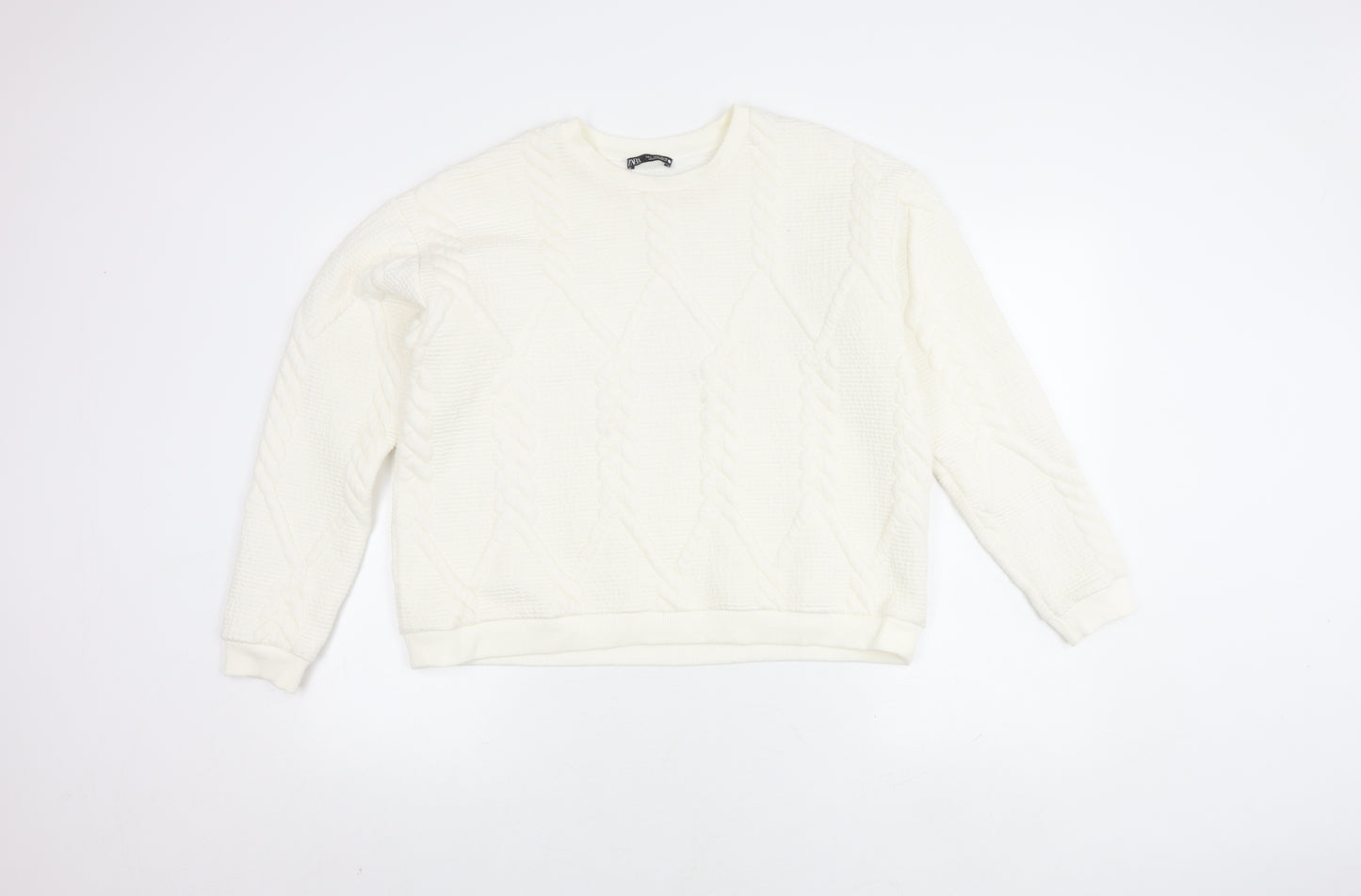 ZARA Women's Ivory Chunky-Knit Jumper, Size L