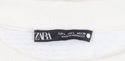 ZARA Women's Ivory Chunky-Knit Jumper, Size L
