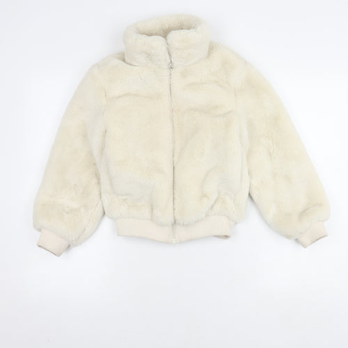 H&M Girls Ivory Bomber Jacket Size 11 Years