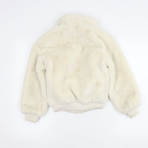 H&M Girls Ivory Bomber Jacket Size 11 Years