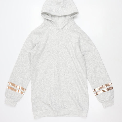 Marks and Spencer Girls Grey Hooded Hoodie - Size 13 Years