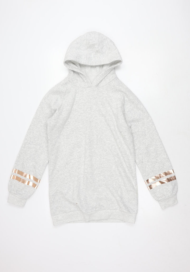 Marks and Spencer Girls Grey Hooded Hoodie - Size 13 Years