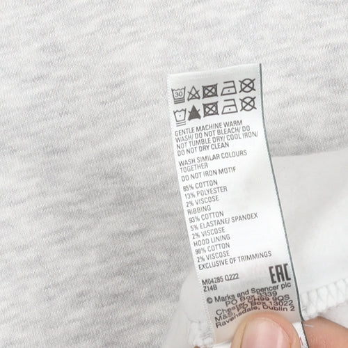 Marks and Spencer Girls Grey Hooded Hoodie - Size 13 Years