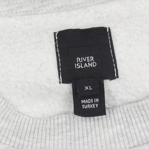 River Island Grey Graphic Print XL Sweatshirt for Men