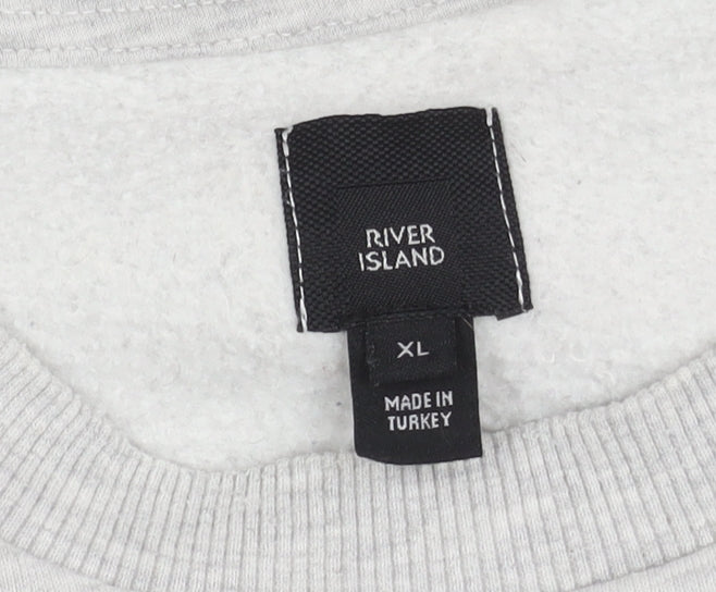 River Island Grey Graphic Print XL Sweatshirt for Men