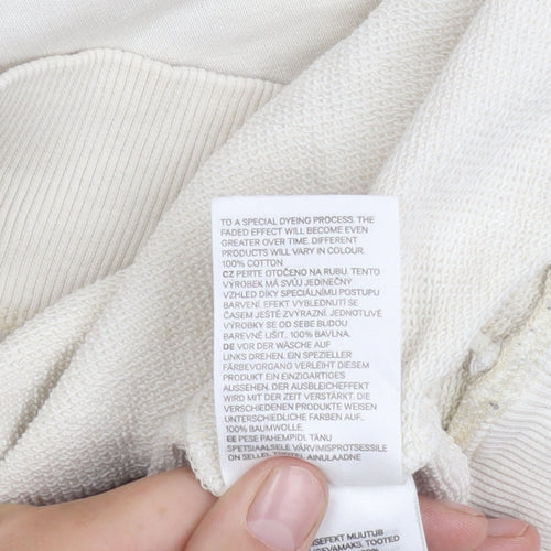 H&M Unisex Ivory Medium Cotton Hoodie Pullover