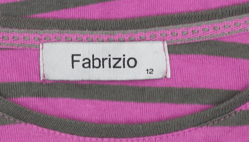 Fabrizio Women's Pink Striped 3/4 Sleeve T-Shirt