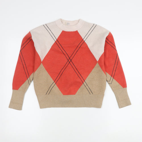 Marks and Spencer Women's Orange Argyle Jumper S