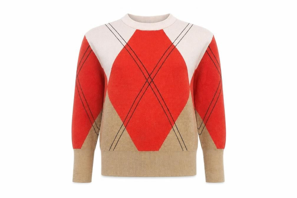 Front view of Marks & Spencer Women's Orange Argyle Jumper S