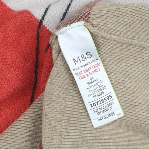 Marks and Spencer Women's Orange Argyle Jumper S