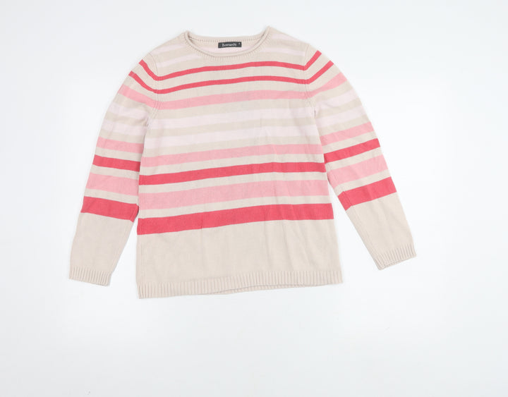 Bonmarché Womens Beige Multicoloured Striped Pullover S