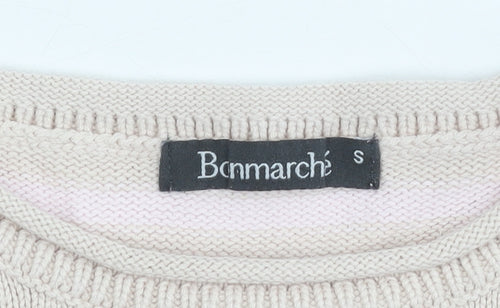 Bonmarché Womens Beige Multicoloured Striped Pullover S