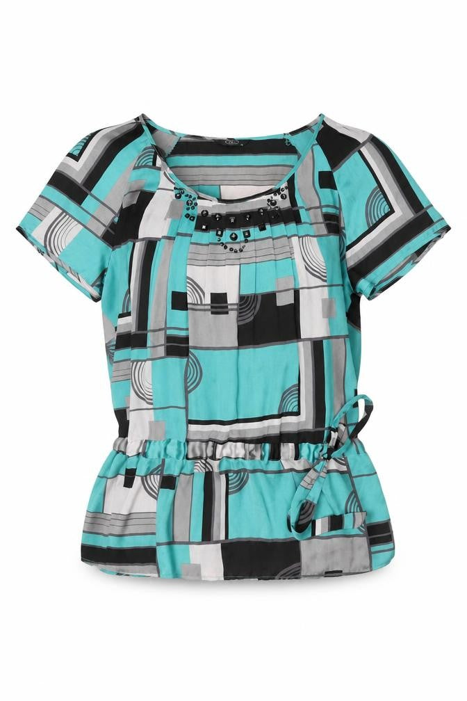 Front view of Bonmarché Women's Multicoloured Geometric Blouse, size 24