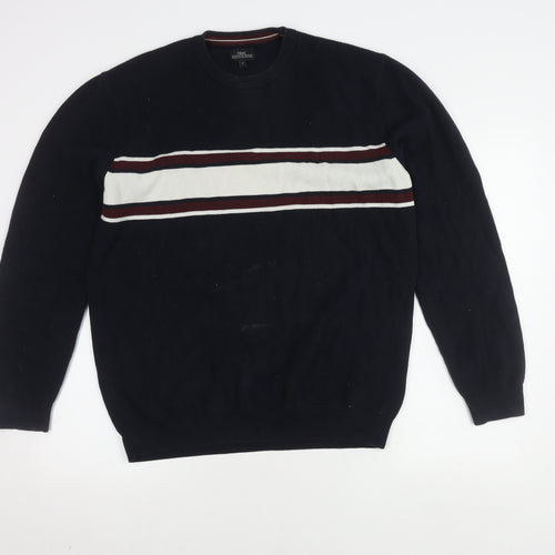 Next Men's XL Black Striped Pullover Jumper