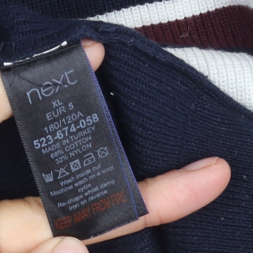 Next Men's XL Black Striped Pullover Jumper
