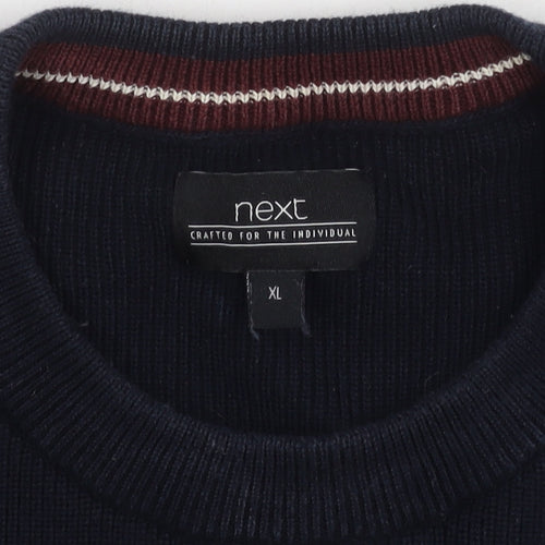 Next Men's XL Black Striped Pullover Jumper