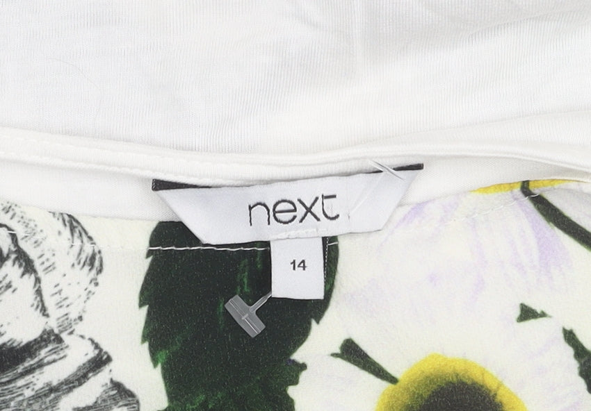 Next Women's Multicoloured Floral T-Shirt - Size 14
