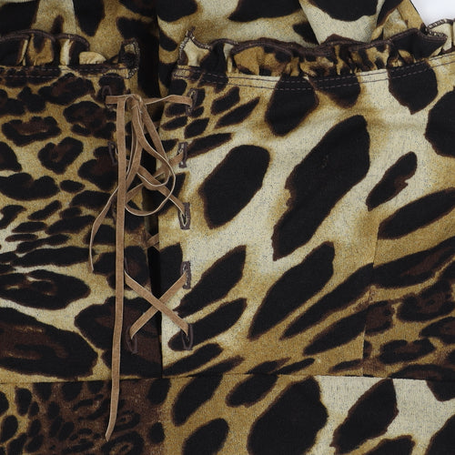 Dorothy Perkins Women's Brown Animal Print Dress, UK 12