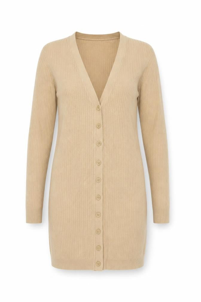 Front view of Divided Beige Women's Cardigan V-Neck, size 12