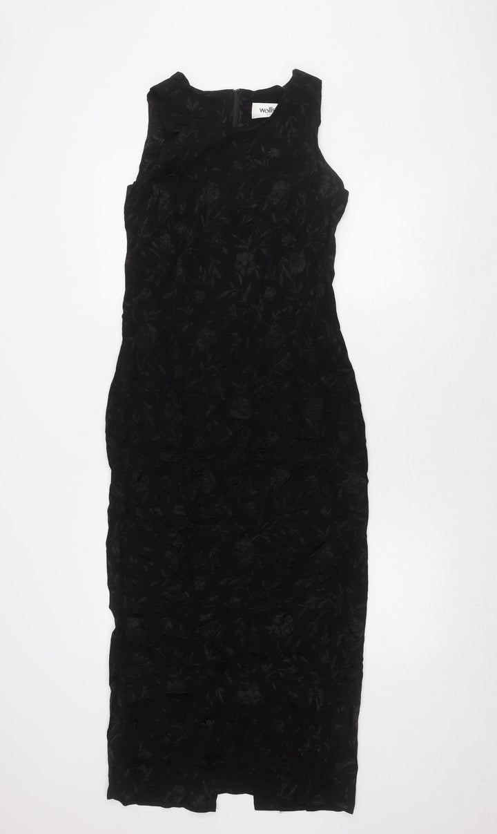 Wallis Women's Black Floral Sleeveless Dress Size 12