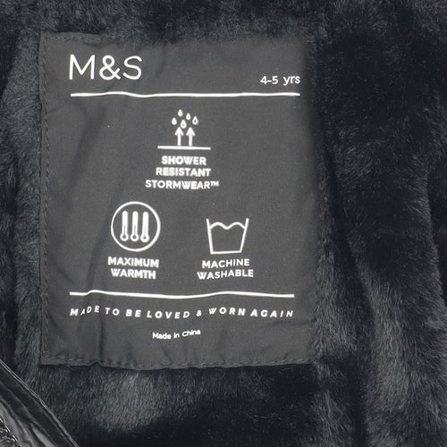 Marks and Spencer Girls Black Puffer Coat, 4-5 Years
