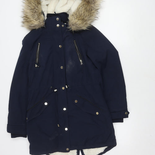 Miss Selfridge Women's Blue Parka Coat Size 10
