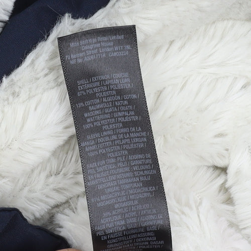 Miss Selfridge Women's Blue Parka Coat Size 10