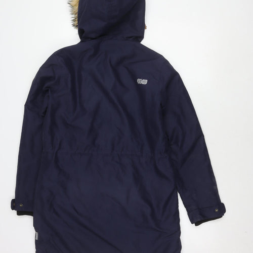 Surfanic Women's Blue Parka Jacket with Fur Trim Hood