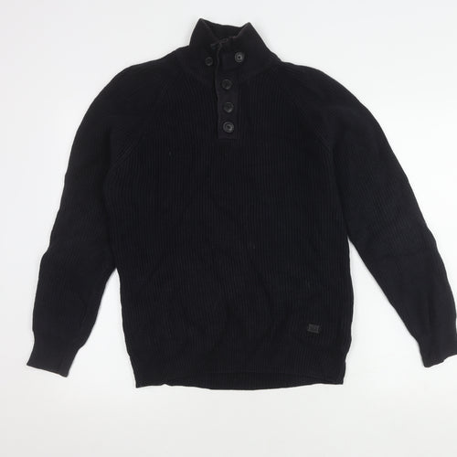 Next Men's Black Henley Jumper, Size M, Cotton