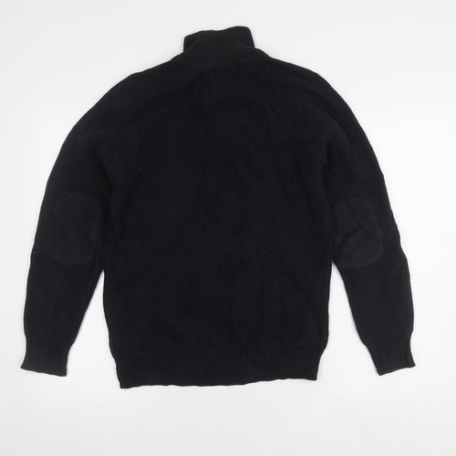 Next Men's Black Henley Jumper, Size M, Cotton