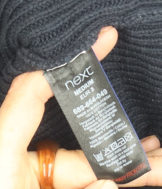 Next Men's Black Henley Jumper, Size M, Cotton