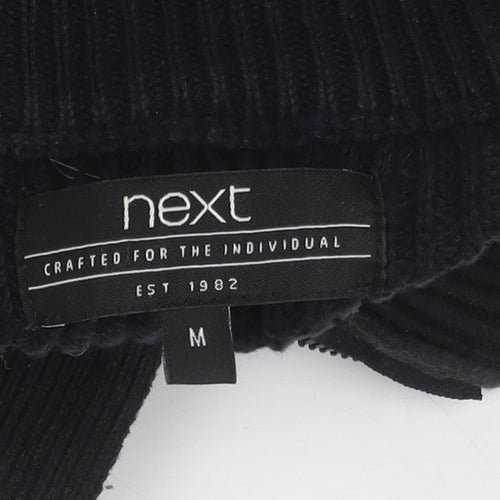 Next Men's Black Henley Jumper, Size M, Cotton