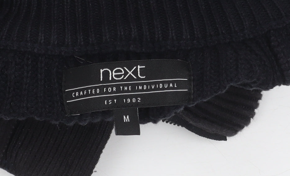 Next Men's Black Henley Jumper, Size M, Cotton