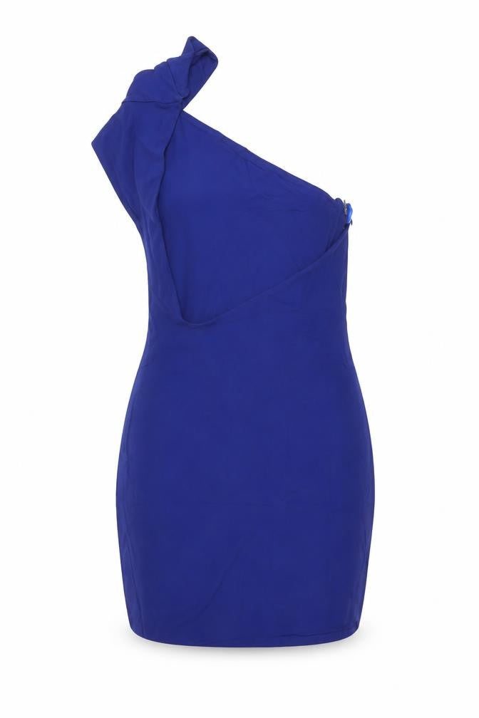 Front view of AQ/AQ Women's Blue Dress, size 8, Excellent Condition
