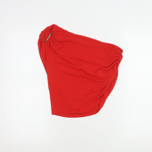 ZARA Women's Red One Shoulder Top, Size L