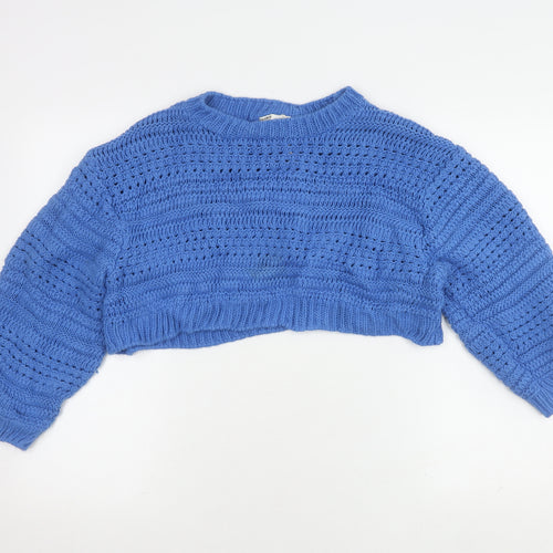 Pull & Bear Women's Blue Knit Pullover Jumper, Size M
