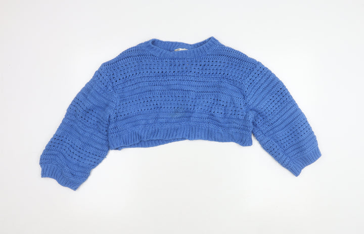 Pull & Bear Women's Blue Knit Pullover Jumper, Size M