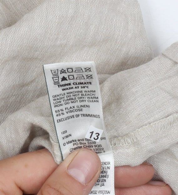 Marks & Spencer Women’s Beige Sleeveless Linen Dress