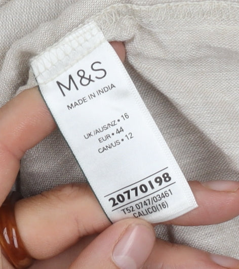 Marks & Spencer Women’s Beige Sleeveless Linen Dress