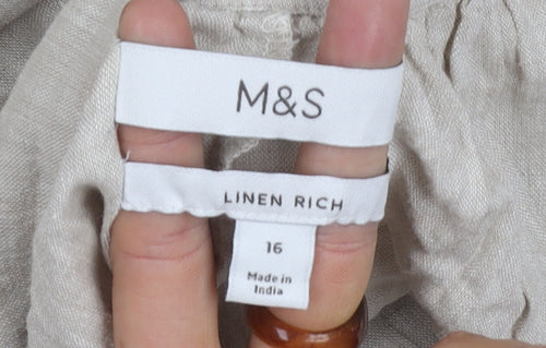 Marks & Spencer Women’s Beige Sleeveless Linen Dress
