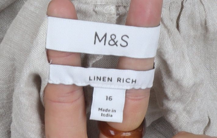 Marks & Spencer Women’s Beige Sleeveless Linen Dress