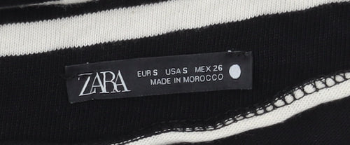 Zara Women's Striped Black Asymmetrical Top Size S
