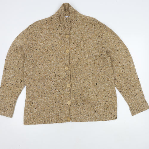 Damart Beige Women's L High Neck Cardigan