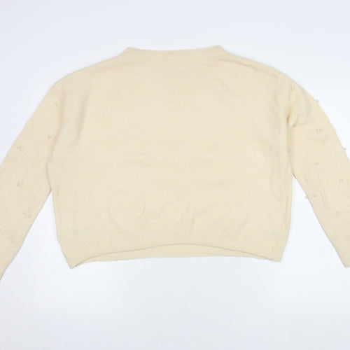 H&M Women’s Ivory Beaded Pullover Jumper S