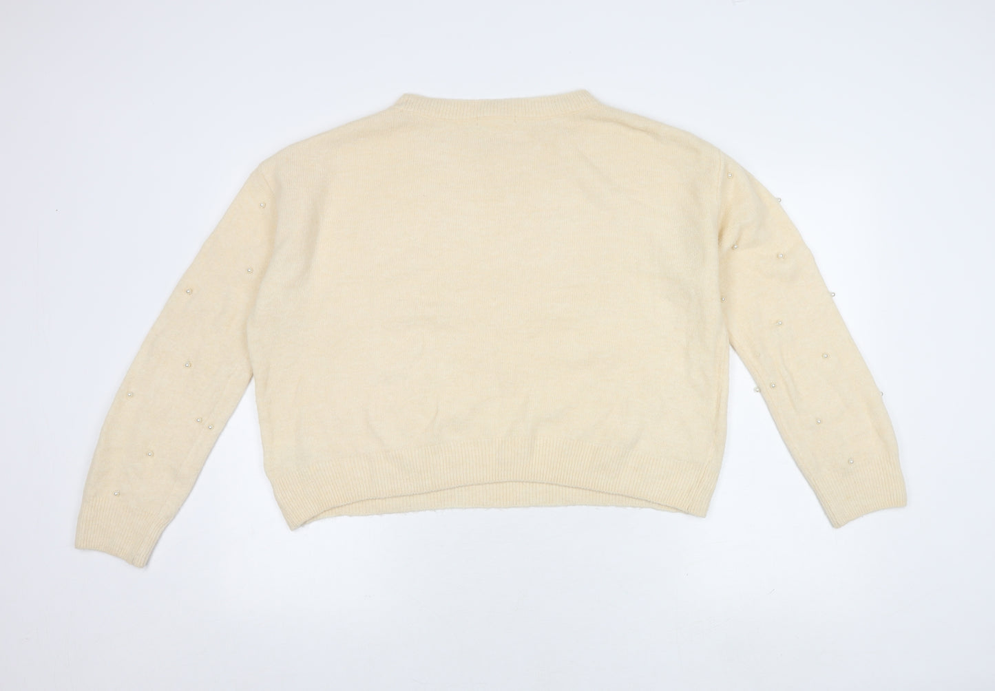 H&M Women’s Ivory Beaded Pullover Jumper S